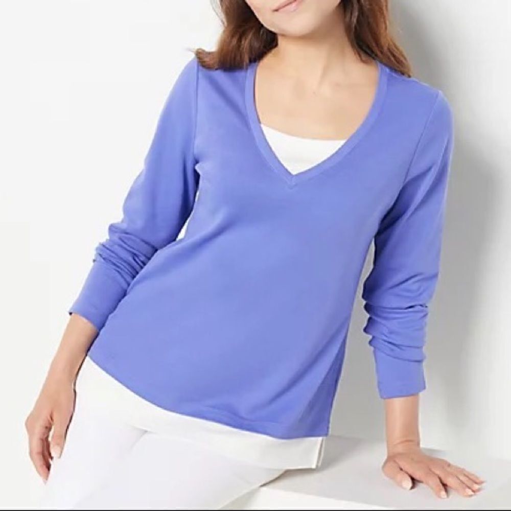 Isaac Mizrahi Live! Essentials Pima Cotton Layered Look Top